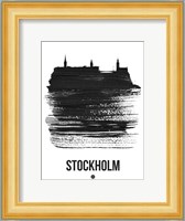 Stockholm Skyline Brush Stroke Black Fine Art Print