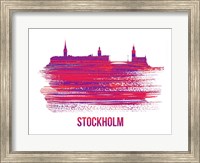 Stockholm Skyline Brush Stroke Red Fine Art Print