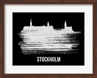 Stockholm Skyline Brush Stroke White Fine Art Print