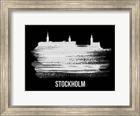 Stockholm Skyline Brush Stroke White Fine Art Print