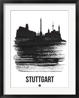 Stuttgart Skyline Brush Stroke Black Fine Art Print