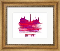 Stuttgart Skyline Brush Stroke Red Fine Art Print