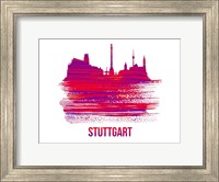 Stuttgart Skyline Brush Stroke Red Fine Art Print