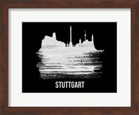 Stuttgart Skyline Brush Stroke White Fine Art Print
