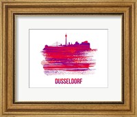 Dusseldorf Skyline Brush Stroke Red Fine Art Print