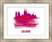 Cologne Skyline Brush Stroke Red Fine Art Print