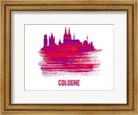 Cologne Skyline Brush Stroke Red Fine Art Print