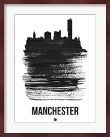 Manchester Skyline Brush Stroke Black Fine Art Print