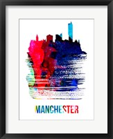 Manchester Skyline Brush Stroke Watercolor Fine Art Print
