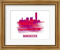 Manchester Skyline Brush Stroke Red Fine Art Print