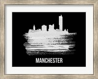 Manchester Skyline Brush Stroke White Fine Art Print