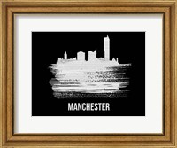 Manchester Skyline Brush Stroke White Fine Art Print
