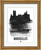 Marseilles Skyline Brush Stroke Black Fine Art Print