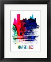 Marseilles Skyline Brush Stroke Watercolor Fine Art Print