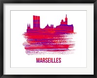 Marseilles Skyline Brush Stroke Red Fine Art Print