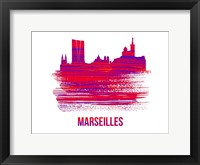 Marseilles Skyline Brush Stroke Red Fine Art Print