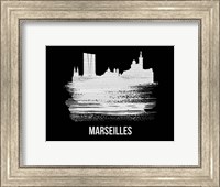 Marseilles Skyline Brush Stroke White Fine Art Print