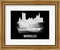 Marseilles Skyline Brush Stroke White Fine Art Print