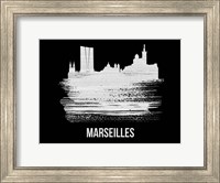 Marseilles Skyline Brush Stroke White Fine Art Print