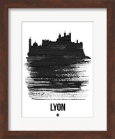 Lyon Skyline Brush Stroke Black Fine Art Print