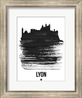 Lyon Skyline Brush Stroke Black Fine Art Print