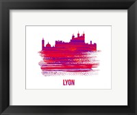 Lyon Skyline Brush Stroke Red Fine Art Print