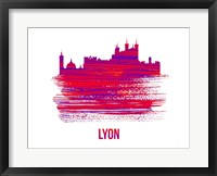 Lyon Skyline Brush Stroke Red Fine Art Print