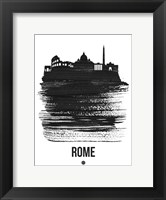 Rome Skyline Brush Stroke Black Fine Art Print