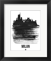 Milan Skyline Brush Stroke Black Fine Art Print