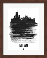 Milan Skyline Brush Stroke Black Fine Art Print