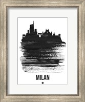 Milan Skyline Brush Stroke Black Fine Art Print