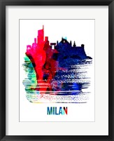 Milan Skyline Brush Stroke Watercolor Fine Art Print