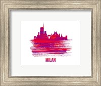 Milan Skyline Brush Stroke Red Fine Art Print