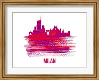 Milan Skyline Brush Stroke Red Fine Art Print