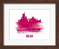 Milan Skyline Brush Stroke Red Fine Art Print