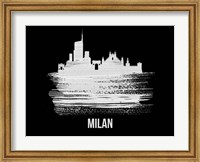 Milan Skyline Brush Stroke White Fine Art Print