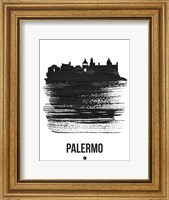 Palermo Skyline Brush Stroke Black Fine Art Print