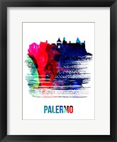 Palermo Skyline Brush Stroke Watercolor Fine Art Print
