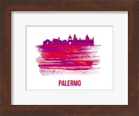 Palermo Skyline Brush Stroke Red Fine Art Print