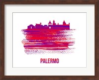 Palermo Skyline Brush Stroke Red Fine Art Print