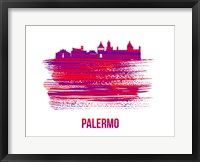 Palermo Skyline Brush Stroke Red Fine Art Print