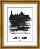 Amsterdam Skyline Brush Stroke Black Fine Art Print