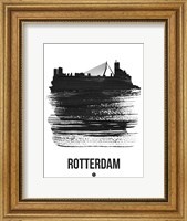 Rotterdam Skyline Brush Stroke Black Fine Art Print