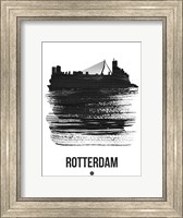 Rotterdam Skyline Brush Stroke Black Fine Art Print
