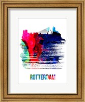 Rotterdam Skyline Brush Stroke Watercolor Fine Art Print