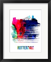 Rotterdam Skyline Brush Stroke Watercolor Fine Art Print