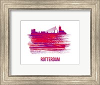 Rotterdam Skyline Brush Stroke Red Fine Art Print