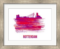 Rotterdam Skyline Brush Stroke Red Fine Art Print
