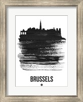 Brussels Skyline Brush Stroke Black Fine Art Print