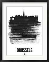 Brussels Skyline Brush Stroke Black Fine Art Print